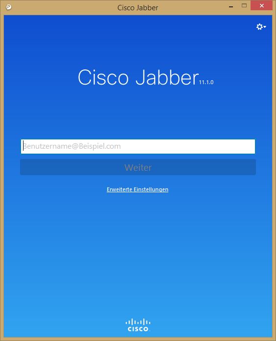 Screenshot Cisco Jabber Startfenster