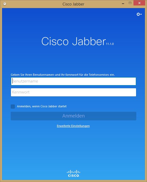 Screenshot Cisco Jabber Anmeldefenster